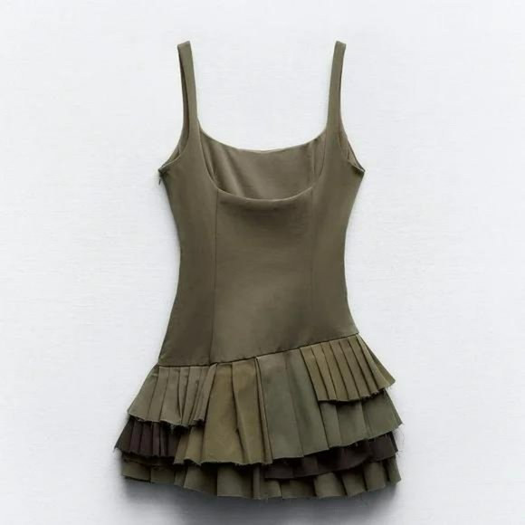 ZARA MIXED BOX PLEAT SHORT JUMPSUIT DRESS - Picture 5 of 9
